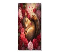Striscione decorativo per porta scoiattolo, per San Valentino, romantiche rose per porta d'ingresso, decorazione per interni ed esterni, portico animale, 91 x 183 cm