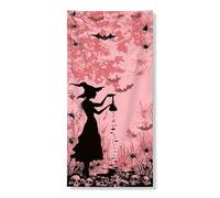Striscione decorativo per porta strega di Halloween, sagoma spettrale di pesca con pipistrelli e ragni, decorazione per interni ed esterni per la casa infestata 91 x 182 cm
