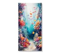 Striscione decorativo per porta subacquea della barriera corallina, pesci colorati e vivaci coralli, decorazione per interni ed esterni, a tema oceano, per l'estate, 91 x 182 cm