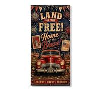 Striscione decorativo per porta vintage americana, retro rosso a tema patriottico per porta d'ingresso, per interni ed esterni, forniture per vacanze per il giorno dell'indipendenza 91 x 183 cm