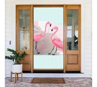 Striscione decorato con fenicotteri d'amore. Striscione stampato per porta, da appendere alla parete per feste