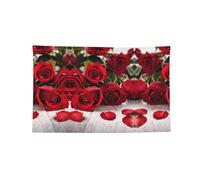 Striscione decorato con rose rosse, 2 × 3 ft/3 × 5ft/4 × 1,8 m, quattro fori, bandierine divertenti per interni ed esterni, decorazione regalo