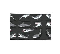 Striscione decorato con squalo 2 × 3ft/3 × 5ft/4 × 1,8 m, quattro fori, bandierine divertenti per interni ed esterni, decorazione regalo