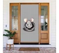 Striscione decorato con topi grigi. Striscione stampato per porta, da appendere alla parete per feste