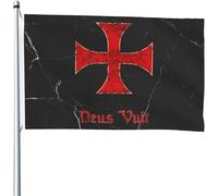 Striscione Deus Vult Crusader Templar Cross Appendere Bandiera Pace Robuste Decorazioni Da Giardino Per Casa Attività Parete 3X5 Ft