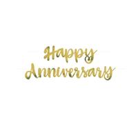 Striscione di alta qualità con scritta "Happy Anniversary" (2 pezzi) - Decorazione per feste indimenticabili