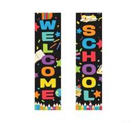 Striscione di benvenuto in classe, 120 x 30 cm, design vivace (stile C)
