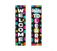 Striscione di benvenuto in classe, 120 x 30 cm, design vivace (stile D)