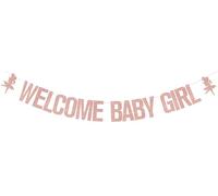 Striscione di benvenuto per bambina, decorazione per feste di baby shower, è una ragazza per rivelare il genere della festa di compleanno forniture per feste di compleanno oro rosa glitter