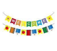 Striscione di benvenuto per il ritorno a scuola, decorazioni luminose per aule per il primo giorno di scuola, da appendere alla parete, per feste scolastiche, decorazioni (A)