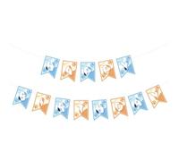 Striscione di Buon Compleanno a Tema Cane, Pre-Infilato Decorazione per Feste Blu e Arancione Simpatico Striscione con Stampa Zampe di Cartone Animato per Bambini Ragazzi e Ragazze