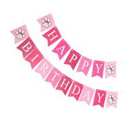 Striscione di Buon Compleanno Cane Rosa in Cotone per Feste Canine