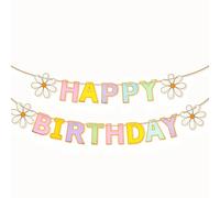 Striscione di buon compleanno con margherita, decorazione per feste, decorazione per feste, striscione di carta con margherite primaverili, decorazioni per feste di compleanno (fiori di macaron)