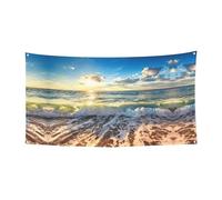 Striscione di compleanno Sea On The Boards, banner di sfondo per vacanze (90 cm x 180 cm), adatto per atmosfera decorativa per cortile, squisito panno da parete per sfondo tenda.