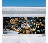 Striscione di Natale per Garage Grande Buon Natale Copertura per Porta del Garage Stile Meccanico Pupazzo di Neve per Decorazione Invernale Feste di Natale all'Interno e all'Esterno,6 x 13 ft