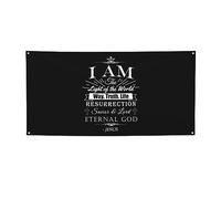 Striscione divertente con la scritta "Gesù cristiano è la luce del mondo" e 4 occhielli in metallo per decorazioni festive, feste e occasioni speciali - 89 x 180 cm.