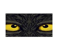 Striscione durevole per festival, stampa con due occhi gialli, decorazione riutilizzabile per feste, perfetta per feste aziendali, grandi inaugurazioni e raduni