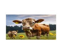 Striscione durevole per festival, stampa mucca marrone animale, decorazione riutilizzabile per feste, perfetto per feste aziendali, grandi inaugurazioni e incontri