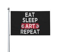 Striscione Eat Sleep Art Repeat Con 2 Occhielli Bandiera Pace Doppia Faccia Decorazioni Da Esterno Per Estate Festa Camere 3X5 Ft