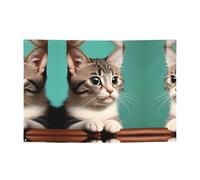 Striscione festivo con gatto curioso che crea atmosfera, 119,4 x 180,3 cm, per Natale, feste notturne, riunioni di amici