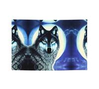 Striscione festivo con lupo sotto la luna che crea atmosfera, 119,4 x 180,3 cm, per Natale, feste notturne, riunioni di amici