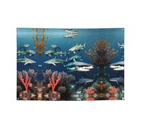Striscione festivo con squali sotto il mare che crea atmosfera, 119,4 x 180,3 cm, per Natale, feste notturne, riunioni di amici