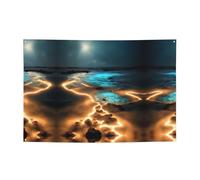 Striscione festivo con vista sotto la luna che crea atmosfera, 119,4 x 180,3 cm, per Natale, feste notturne, riunioni di amici