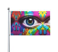 Striscione festivo stampato con lacrime colorate da 0,9 x 1,5 m con occhielli, adatto per feste e campeggio