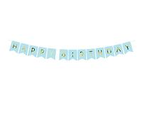 PartyDeco- Striscione Festone di Bandierine Celesti con Scritta Happy Birthday Oro 175 cm, Colore, GRL57-001J