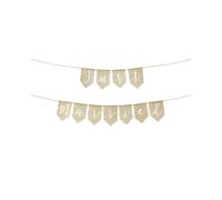 Striscione festone Juta "Just Married". Bianco e marrone, lunghezza 185 cm.