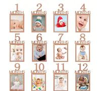 Striscione fotografico per il primo compleanno del bambino, registro della crescita da 1 a 12 mesi, ghirlanda di foto per traguardi mensili, decorazione per la festa del primo compleanno (Kraft), rito