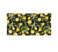 Striscione giallo con stampa di limoni, sfondo decorativo per feste di compleanno, Capodanno, Natale.