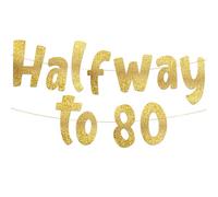 Striscione glitterato dorato da metà a 80 - Striscione per festa di compleanno felice 40° compleanno - decorazioni e forniture per feste di 40° compleanno - decorazioni per il 40° anniversario