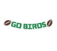 Striscione Go Birds per decorazioni per feste, striscione glitterato preassemblato con sagome di pallone da calcio, decorazioni per la giornata della partita di calcio per la festa di compleanno