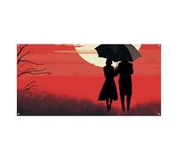 Striscione grande con scritta in inglese "Two People Under The Umbrella - Striscione da appendere alla parete" per feste di compleanno, Capodanno, laurea, matrimonio, festa di compleanno, 180 x 90 cm