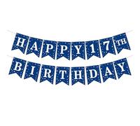 Striscione Happy 17th Birthday Blu