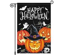 Striscione Happy Halloween Witch Hat Pumpkin Boo Ghost Bandiera tutte le