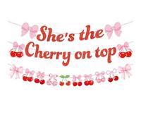 Striscione in alluminio con scritta "She's The Cherry On Top", decorazione per baby shower, addio al nubilato, addio al nubilato, festa di compleanno, decorazione con frutta, per ragazze e donne