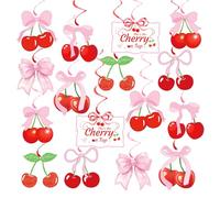 Striscione in alluminio con scritta "She's The Cherry On Top", decorazione per baby shower, addio al nubilato, addio al nubilato, festa di compleanno, per ragazze e donne (spirali di ciliegia)