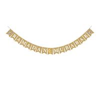 Striscione in iuta per Ramadan Mubarak per la casa Mubarak Kareem Decorazioni con Luna e Stella Mantel Camino Decorazione