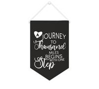 Striscione in tela con scritta "A Journey to Thousand Miles Begins with One Step", da appendere alla parete, decorazione per la casa, per soggiorno, camera da letto, ufficio, regali per le vacanze, 25