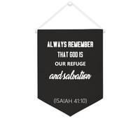 Striscione in tela con scritta "Always Remember That God Is Our Refuge And Salvation", da appendere alla parete, per soggiorno, camera da letto, ufficio, vacanze, 30,5 x 40,6 cm