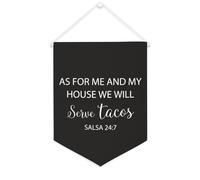 Striscione in tela con scritta "As for Me And My House We Will Serve", 30,5 x 40,6 cm, motivazionale, da appendere alla parete, decorazione da parete per camera da letto, cameretta dei bambini