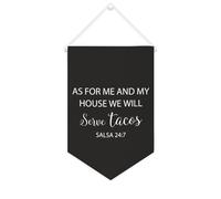 Striscione in tela con scritta "As for Me And My House We Will Serve" Tacos, 25,4 x 38,1 cm, motivazionale, da appendere alla parete, decorazione da parete per camera da letto, cameretta dei bambini