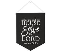 Striscione in tela con scritta "As for Me And My House We Will Serve The Lord Joshua 24:15", da appendere alla parete, per soggiorno, camera da letto, ufficio, regali di vacanza