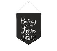 Striscione in tela con scritta "Baking Is My Love Language", da appendere alla parete, decorazione per la casa, per soggiorno, camera da letto, ufficio, regali per vacanze, 25,4 x 30,5 cm