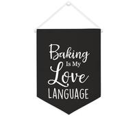 Striscione in tela con scritta "Baking Is My Love Language", da appendere alla parete, decorazione per la casa, per soggiorno, camera da letto, ufficio, regali per vacanze, 30,5 x 40,6 cm