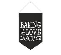 Striscione in tela con scritta "Baking Is My Love Language", da appendere alla parete, decorazione per la casa, per soggiorno, camera da letto, ufficio, regali per le vacanze, 25,4 x 38,1 cm