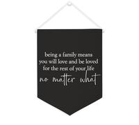 Striscione in tela con scritta "Being A Family Means You Will Love And Be Loved for The Rest of Your Life", 30,5 x 40,6 cm, motivazionale, da appendere alla parete, decorazione da parete per camera da
