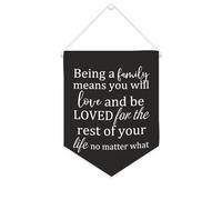 Striscione in tela con scritta "Being A Family Means You Will Love And Be Loved for The Rest of Your Life", 25,4 x 30,5 cm, motivazionale da appendere alla parete, decorazione da parete per camera da